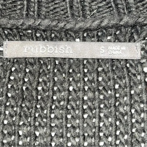 Rubbish | Gray Turquoise Wool Blend Shawl Collar Zip Up Crochet Sweater, Small - Picture 5 of 6